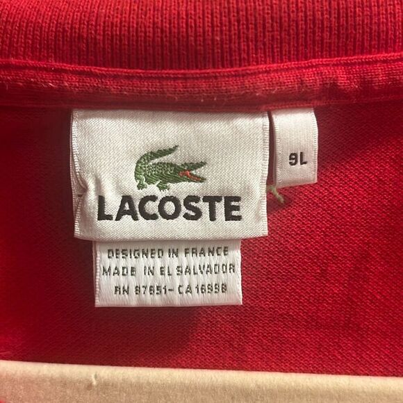 ✨Lacoste Men's Signature Polo Red Sz Large Shirt✨ - Picture 8 of 10